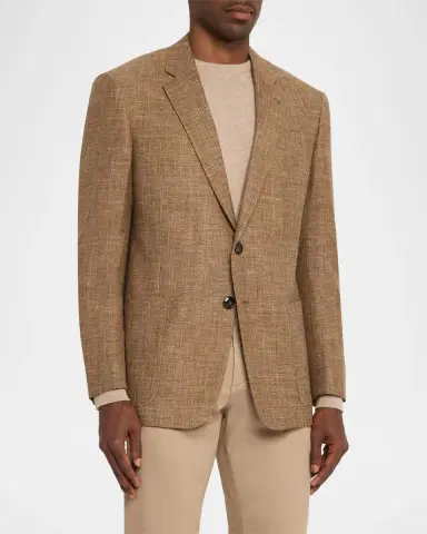 Giorgio Armani Men's Wool, Silk and Linen Crosshatch Sport Coat | Thumbnail 4 Giorgio Armani Men's Wool, Silk and Linen Crosshatch Sport Coat | Thumbnail 4