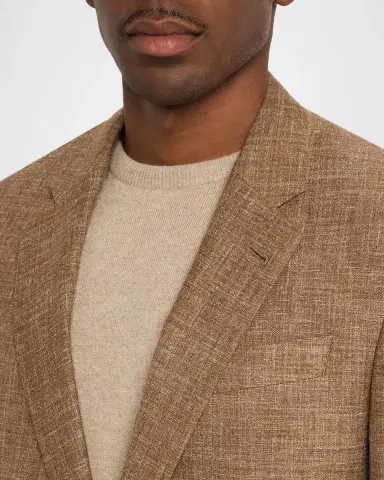 Giorgio Armani Men's Wool, Silk and Linen Crosshatch Sport Coat | Thumbnail 5 Giorgio Armani Men's Wool, Silk and Linen Crosshatch Sport Coat | Thumbnail 5