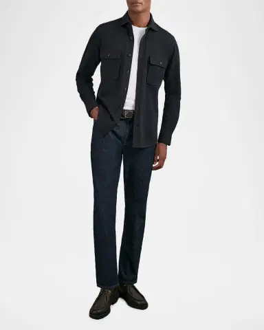 Reiss Men's Forsithe Textured Twin Pocket Cotton-Blend Overshirt | Thumbnail 2 Reiss Men's Forsithe Textured Twin Pocket Cotton-Blend Overshirt | Thumbnail 2