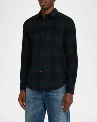 Vince Men 's Holme Plaid Cotton Button-Down Shirt | Thumbnail 4 Vince Men 's Holme Plaid Cotton Button-Down Shirt | Thumbnail 4