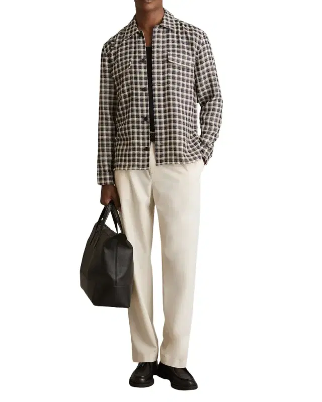 Men 's Ribona Woven Check Twin Pocket Overshirt Men 's Ribona Woven Check Twin Pocket Overshirt