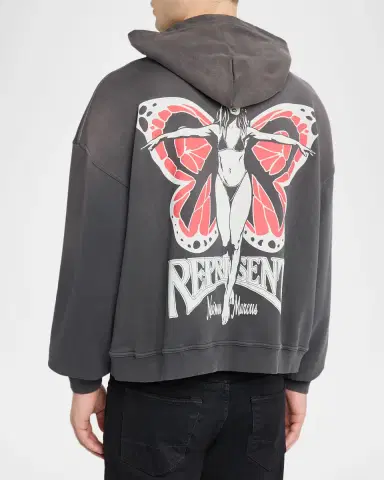 Represent Men's Butterfly Initial Cotton Boxy-Fit Hoodie | Thumbnail 3 Represent Men's Butterfly Initial Cotton Boxy-Fit Hoodie | Thumbnail 3