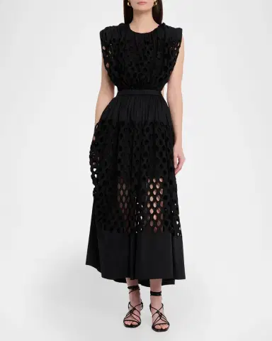 Diotima Peplos Sleeveless Dot Broderie Anglaise Cutout Maxi Dress | Thumbnail 2 Diotima Peplos Sleeveless Dot Broderie Anglaise Cutout Maxi Dress | Thumbnail 2