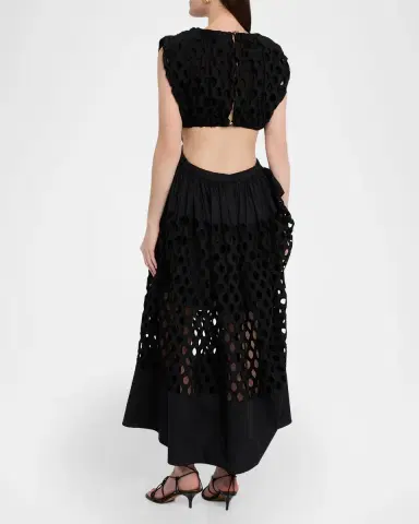 Diotima Peplos Sleeveless Dot Broderie Anglaise Cutout Maxi Dress | Thumbnail 3 Diotima Peplos Sleeveless Dot Broderie Anglaise Cutout Maxi Dress | Thumbnail 3