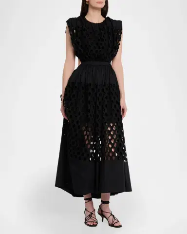 Diotima Peplos Sleeveless Dot Broderie Anglaise Cutout Maxi Dress | Thumbnail 4 Diotima Peplos Sleeveless Dot Broderie Anglaise Cutout Maxi Dress | Thumbnail 4