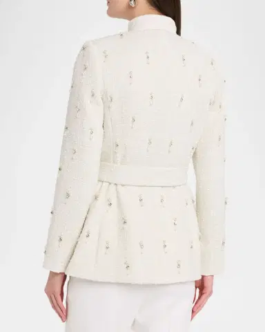Badgley Mischka Collection Beaded Boucle Wrap Jacket | Thumbnail 2 Badgley Mischka Collection Beaded Boucle Wrap Jacket | Thumbnail 2