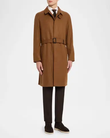 dunhill Men's Balmacaan Camel Wool Coat | Thumbnail 2 dunhill Men's Balmacaan Camel Wool Coat | Thumbnail 2