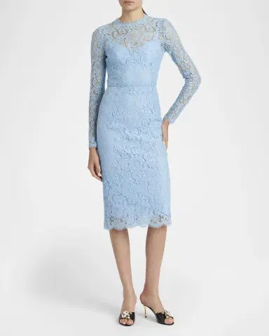 Dolce & Gabbana Guipure Lace Long-Sleeve Midi Dress | Thumbnail 2 Dolce & Gabbana Guipure Lace Long-Sleeve Midi Dress | Thumbnail 2
