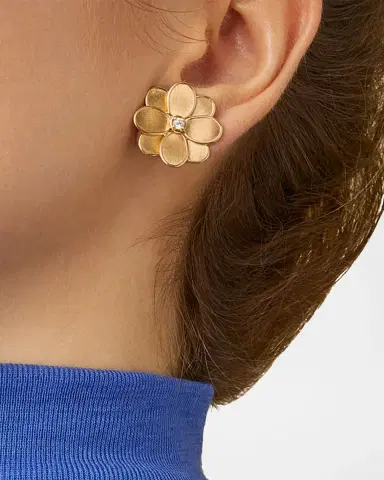 Marco Bicego 18K Yellow Gold Diamond Flower Earrings | Thumbnail 2 Marco Bicego 18K Yellow Gold Diamond Flower Earrings | Thumbnail 2