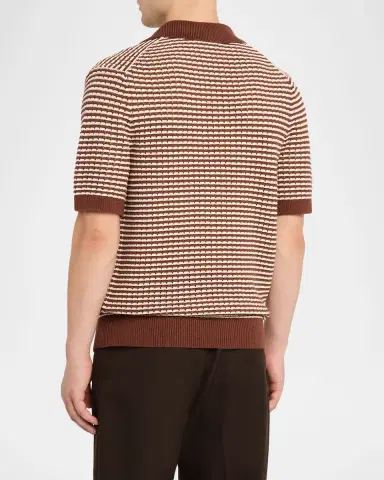 Reiss en 's Icarus Cotton Textured Knit Stripe Polo Shirt | Thumbnail 3 Reiss en 's Icarus Cotton Textured Knit Stripe Polo Shirt | Thumbnail 3