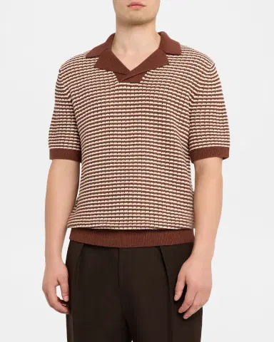 Reiss en 's Icarus Cotton Textured Knit Stripe Polo Shirt | Thumbnail 4 Reiss en 's Icarus Cotton Textured Knit Stripe Polo Shirt | Thumbnail 4
