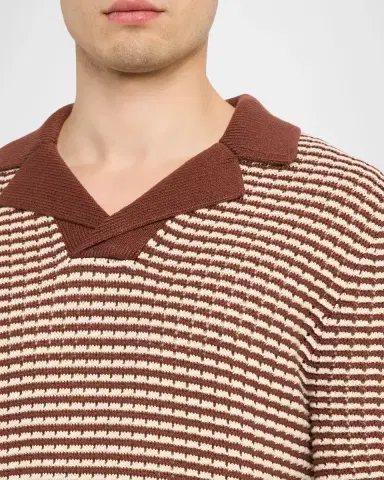 Reiss en 's Icarus Cotton Textured Knit Stripe Polo Shirt | Thumbnail 5 Reiss en 's Icarus Cotton Textured Knit Stripe Polo Shirt | Thumbnail 5