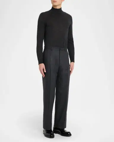 Theory Men 's Cashmere Flannel Relaxed-Fit Pleated Trousers | Thumbnail 2 Theory Men 's Cashmere Flannel Relaxed-Fit Pleated Trousers | Thumbnail 2