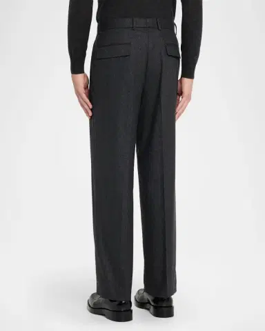 Theory Men 's Cashmere Flannel Relaxed-Fit Pleated Trousers | Thumbnail 3 Theory Men 's Cashmere Flannel Relaxed-Fit Pleated Trousers | Thumbnail 3