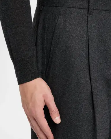 Theory Men 's Cashmere Flannel Relaxed-Fit Pleated Trousers | Thumbnail 5 Theory Men 's Cashmere Flannel Relaxed-Fit Pleated Trousers | Thumbnail 5