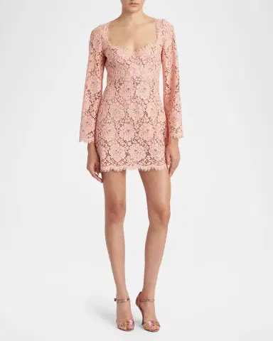 Dolce & Gabbana Guipure Lace Long-Sleeve Mini Dress | Thumbnail 2 Dolce & Gabbana Guipure Lace Long-Sleeve Mini Dress | Thumbnail 2