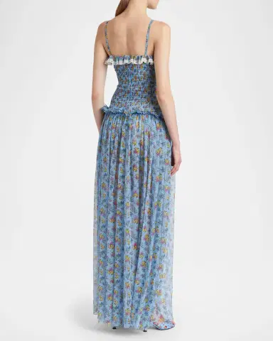 Dolce & Gabbana Floral Smocked Chiffon Sleeveless Maxi Dress | Thumbnail 3 Dolce & Gabbana Floral Smocked Chiffon Sleeveless Maxi Dress | Thumbnail 3