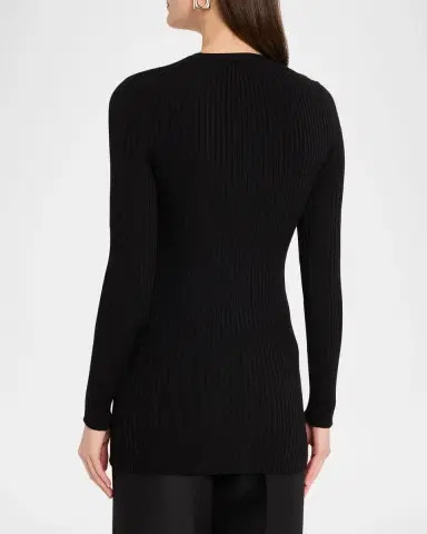 Dolce & Gabbana Crystal-Button Slim Wool Rib V-Neck Cardigan | Thumbnail 3 Dolce & Gabbana Crystal-Button Slim Wool Rib V-Neck Cardigan | Thumbnail 3
