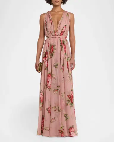 Dolce & Gabbana Rose Bouquet-Print Chiffon Dress | Thumbnail 2 Dolce & Gabbana Rose Bouquet-Print Chiffon Dress | Thumbnail 2