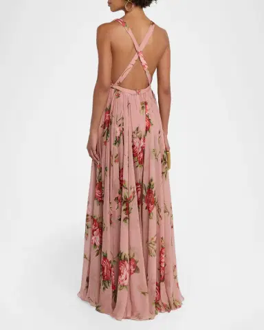 Dolce & Gabbana Rose Bouquet-Print Chiffon Dress | Thumbnail 3 Dolce & Gabbana Rose Bouquet-Print Chiffon Dress | Thumbnail 3