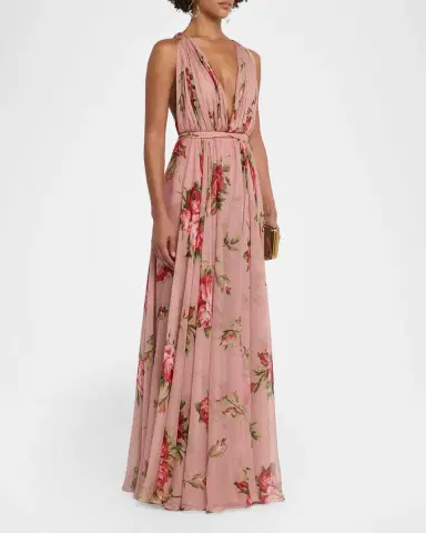 Dolce & Gabbana Rose Bouquet-Print Chiffon Dress | Thumbnail 4 Dolce & Gabbana Rose Bouquet-Print Chiffon Dress | Thumbnail 4