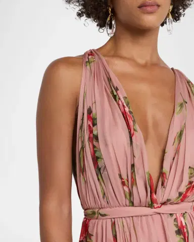 Dolce & Gabbana Rose Bouquet-Print Chiffon Dress | Thumbnail 5 Dolce & Gabbana Rose Bouquet-Print Chiffon Dress | Thumbnail 5