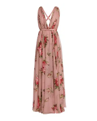 Dolce & Gabbana Rose Bouquet-Print Chiffon Dress | Thumbnail 1 Dolce & Gabbana Rose Bouquet-Print Chiffon Dress | Thumbnail 1
