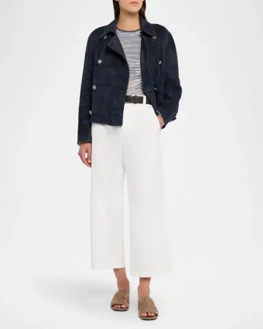 Brunello Cucinelli Glossy Summer Striped Long-Sleeve Crop T-Shirt | Thumbnail 2 Brunello Cucinelli Glossy Summer Striped Long-Sleeve Crop T-Shirt | Thumbnail 2