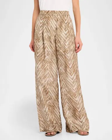 Brunello Cucinelli Chevron Silk Wide-Leg Summer Pants | Thumbnail 4 Brunello Cucinelli Chevron Silk Wide-Leg Summer Pants | Thumbnail 4