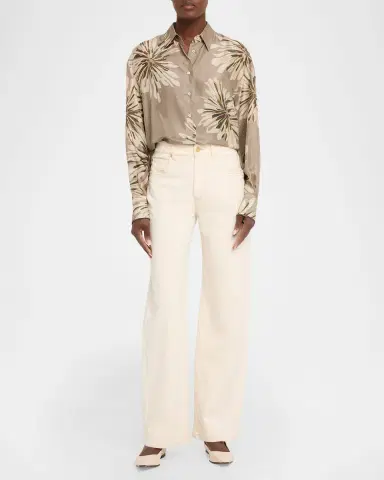 Brunello Cucinelli Abstract Dahlia Silk Button-Down Shirt | Thumbnail 2 Brunello Cucinelli Abstract Dahlia Silk Button-Down Shirt | Thumbnail 2