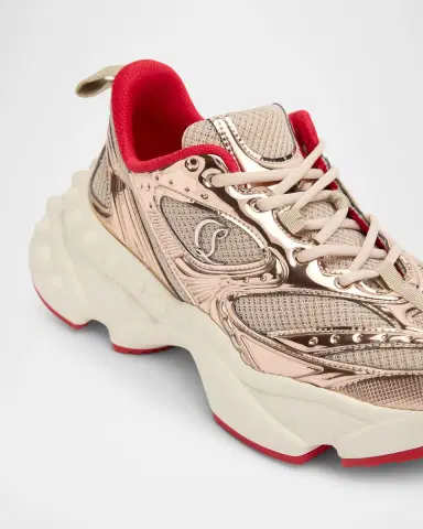 Christian Louboutin So Flo Mesh & Metallic Leather Runner Sneakers | Thumbnail 2 Christian Louboutin So Flo Mesh & Metallic Leather Runner Sneakers | Thumbnail 2