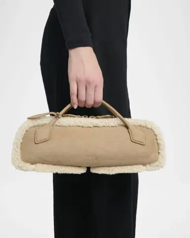 Alaïa Le Teckel Medium Suede & Shearling Top-Handle Bag | Thumbnail 2 Alaïa Le Teckel Medium Suede & Shearling Top-Handle Bag | Thumbnail 2