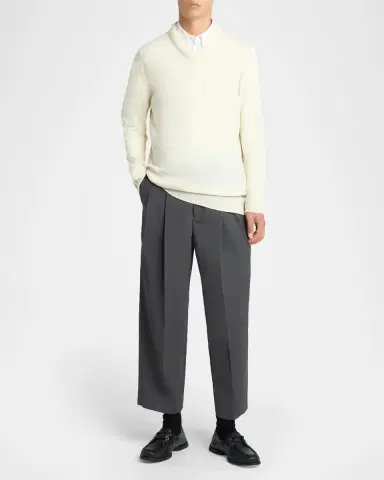 Jil Sander Men's Wool V-Neck Sweater | Thumbnail 2 Jil Sander Men's Wool V-Neck Sweater | Thumbnail 2