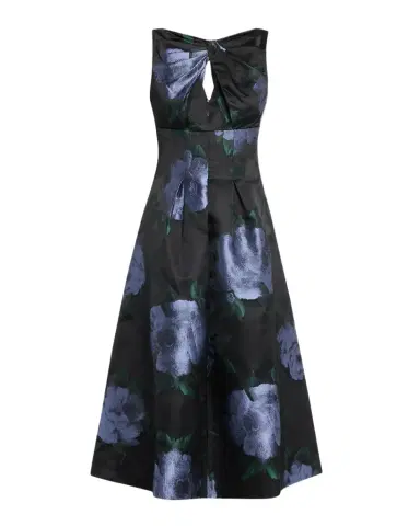 Kay Unger New York Mia Pleated Floral-Print Cutout Midi Dress | Thumbnail 1 Kay Unger New York Mia Pleated Floral-Print Cutout Midi Dress | Thumbnail 1
