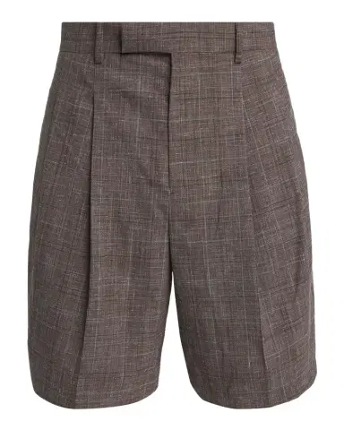 Jil Sander Men's Plaid Wool and Linen Relaxed-Fit Pleated Shorts | Thumbnail 1 Jil Sander Men's Plaid Wool and Linen Relaxed-Fit Pleated Shorts | Thumbnail 1