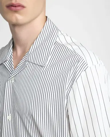 Jil Sander Men's Cotton Mixed Stripe Short-Sleeve Shirt | Thumbnail 5 Jil Sander Men's Cotton Mixed Stripe Short-Sleeve Shirt | Thumbnail 5