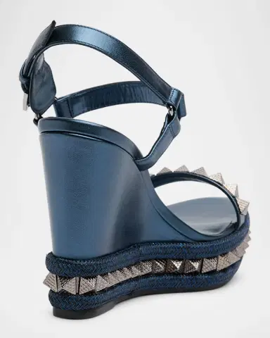 Christian Louboutin 110mm Pyraclou Metallic Leather Spike Wedge Sandals | Thumbnail 2 Christian Louboutin 110mm Pyraclou Metallic Leather Spike Wedge Sandals | Thumbnail 2