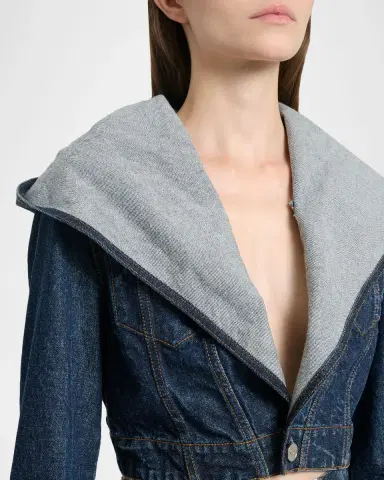 Alaïa Hooded Cropped Denim Jacket | Thumbnail 4 Alaïa Hooded Cropped Denim Jacket | Thumbnail 4