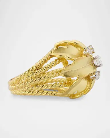 NM Estate Estate 14K Yellow Gold Diamond Floral Leaf Rope Shank Ring, Size 6.5 | Thumbnail 4 NM Estate Estate 14K Yellow Gold Diamond Floral Leaf Rope Shank Ring, Size 6.5 | Thumbnail 4