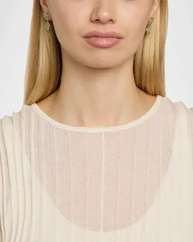 NM Estate Estate 18K Yellow Gold Jadeite Diamond Bezel Set Dangle Drop Earrings | Thumbnail 2 NM Estate Estate 18K Yellow Gold Jadeite Diamond Bezel Set Dangle Drop Earrings | Thumbnail 2