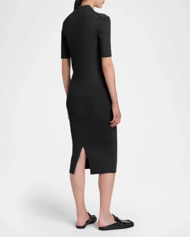 Jil Sander Short-Sleeve Rib Knit Midi Polo Dress | Thumbnail 3 Jil Sander Short-Sleeve Rib Knit Midi Polo Dress | Thumbnail 3