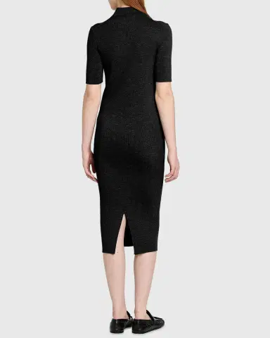 Jil Sander Short-Sleeve Rib Knit Midi Polo Dress | Thumbnail 6 Jil Sander Short-Sleeve Rib Knit Midi Polo Dress | Thumbnail 6