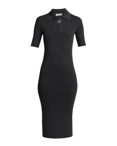 Jil Sander Short-Sleeve Rib Knit Midi Polo Dress | Thumbnail 1 Jil Sander Short-Sleeve Rib Knit Midi Polo Dress | Thumbnail 1