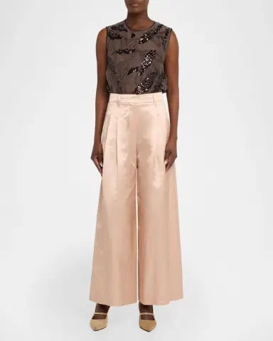 Brunello Cucinelli Pleated Cotton-Silk Wide-Leg Pants | Thumbnail 2 Brunello Cucinelli Pleated Cotton-Silk Wide-Leg Pants | Thumbnail 2