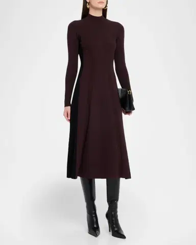 Reiss Zaya Contrast-Panel Knit Midi Dress | Thumbnail 4 Reiss Zaya Contrast-Panel Knit Midi Dress | Thumbnail 4