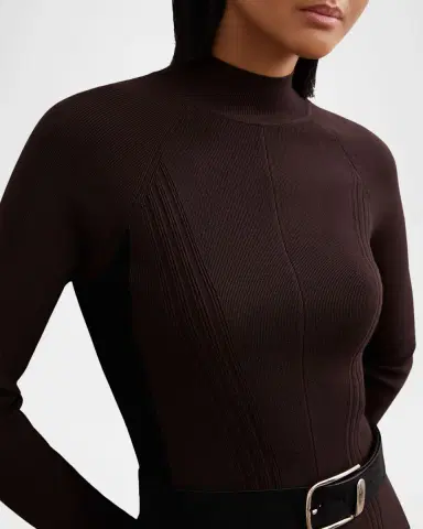 Reiss Zaya Contrast-Panel Knit Midi Dress | Thumbnail 5 Reiss Zaya Contrast-Panel Knit Midi Dress | Thumbnail 5