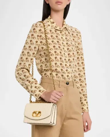 Valentino Garavani Vain Ostrich Leather Shoulder Bag | Thumbnail 2 Valentino Garavani Vain Ostrich Leather Shoulder Bag | Thumbnail 2