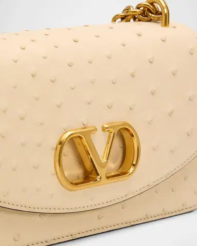 Valentino Garavani Vain Ostrich Leather Shoulder Bag | Thumbnail 6 Valentino Garavani Vain Ostrich Leather Shoulder Bag | Thumbnail 6