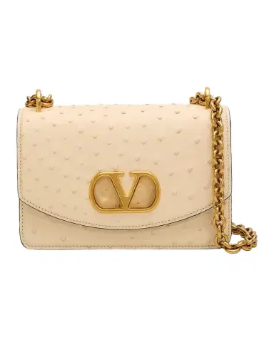 Valentino Garavani Vain Ostrich Leather Shoulder Bag | Thumbnail 1 Valentino Garavani Vain Ostrich Leather Shoulder Bag | Thumbnail 1