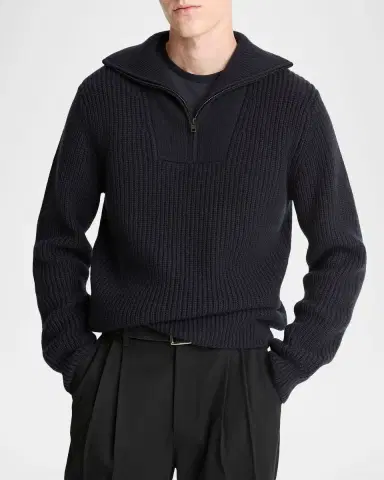 Vince Men 's Heirloom Shaker Wool-Cashmere Quarter-Zip Sweater | Thumbnail 4 Vince Men 's Heirloom Shaker Wool-Cashmere Quarter-Zip Sweater | Thumbnail 4